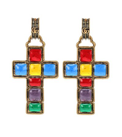 Cross pendant earrings