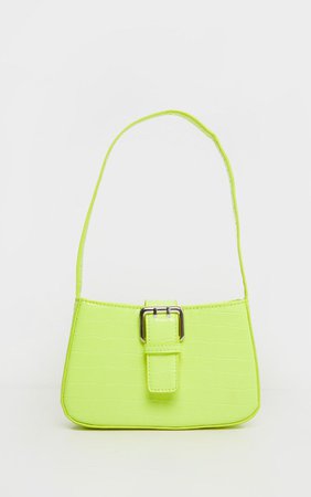 Lime Croc Shoulder Bag | Accessories | PrettyLittleThing