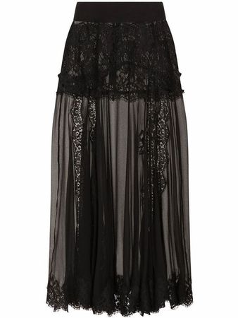 Dolce & Gabbana lace black midi skirt
