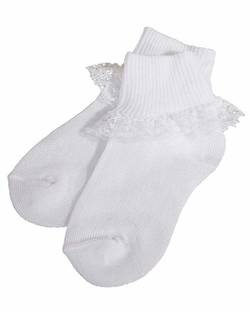 Girls White Cotton Anklet Socks with Lace