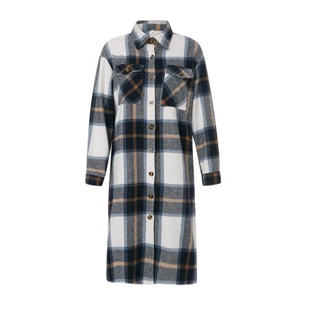 FOCUSNORM Womens Button Down Long Plaid Flannel Shirts Cardigan Long Sleeve Pockets Jacket Boyfriend Shirts - Walmart.com