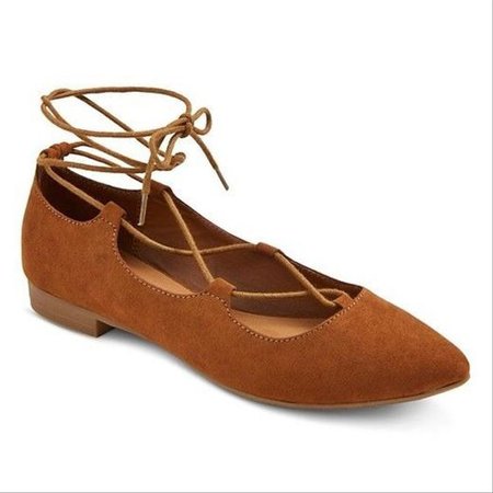 Brown Pointed Tied Ballet Flats