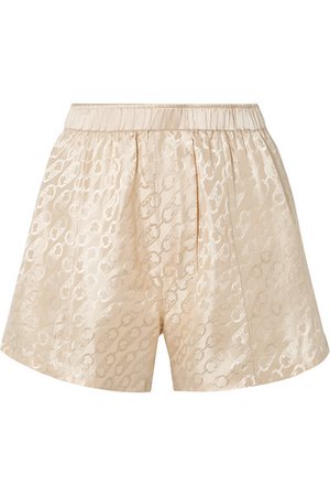 Kiki de Montparnasse | Logomania silk-satin jacquard pajama shorts | NET-A-PORTER.COM
