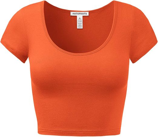 Women's Cotton Basic Scoop Neck Crop Short Sleeve Tops at Amazon Women’s Clothing store