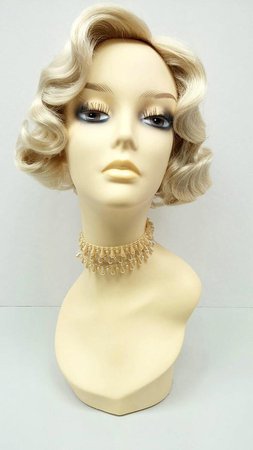 1920's Style Short Blonde Finger Wave Wig. Vintage Style Costume Wig hair