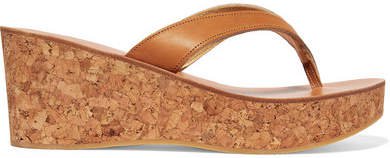 Diorite Leather Wedge Platform Sandals - Tan
