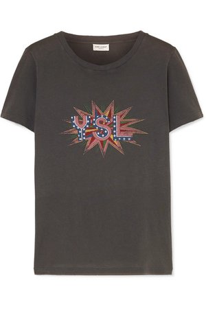 Saint Laurent | Distressed printed cotton-jersey T-shirt | NET-A-PORTER.COM