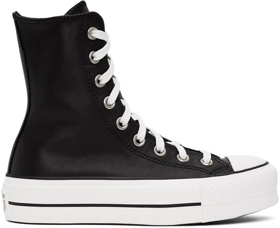 Black Leather Chuck Lift High Sneakers by Converse on Sale