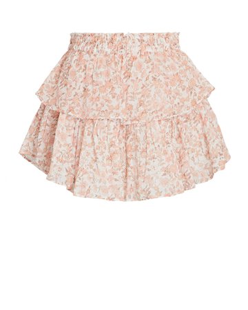 LoveShackFancy Ruffled Floral Mini Skirt | INTERMIX®