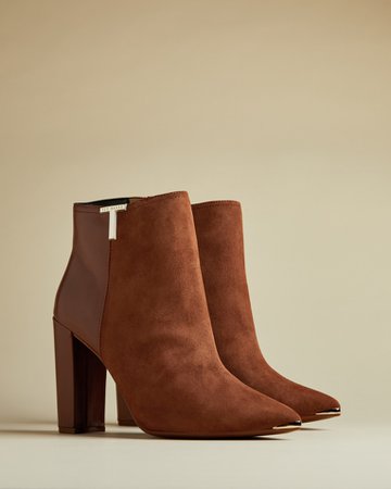 T detail suede ankle boots - Tan | Boots | Ted Baker UK