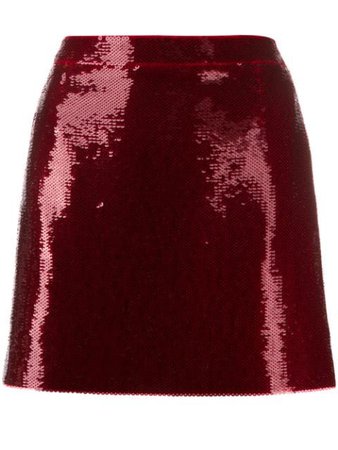 Red Saint Laurent sequinned mini skirt - Farfetch