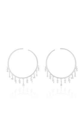 18k White Gold And Diamond Hoop Earrings By Suzanne Kalan | Moda Operandi