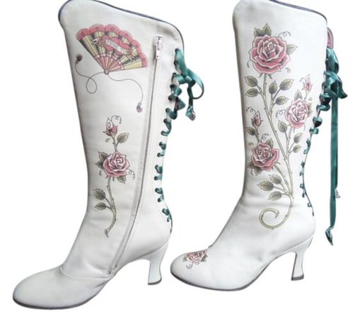 Tradesy | Cream Hand Painted Embellished Nada Es Imposible Boots/booties Size Us - Vintage