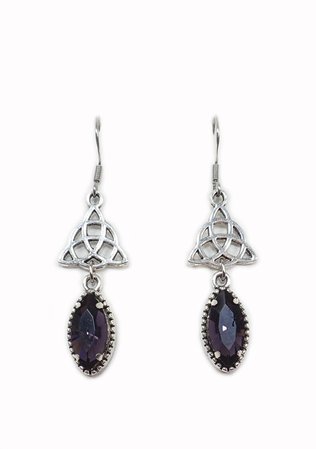 Dark Amethyst Purple Celtic Irish Trinity Knots Earrings | Etsy