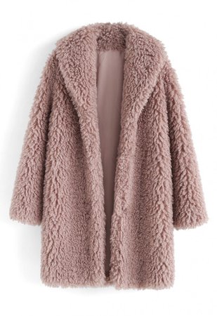 Feeling of Warmth Faux Fur Longline Coat in Mauve - OUTERS - Retro, Indie and Unique Fashion