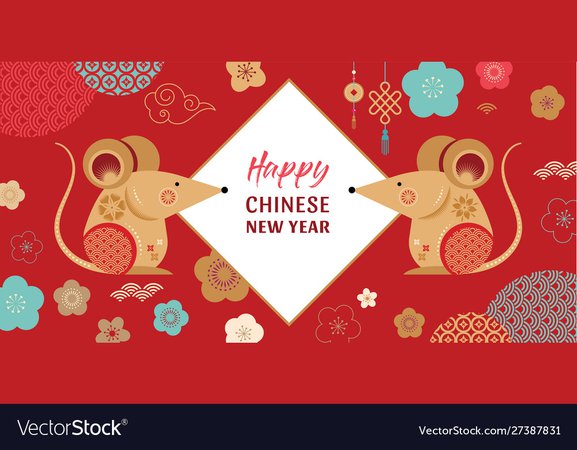 Happy chinese new year design 2020 rat zodiac Vector Image