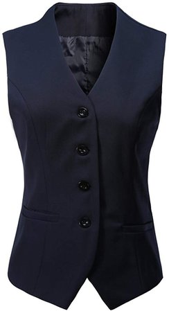 Foucome Women's Formal Regular Fitted Business Dress Suits Button Down Vest Waistcoat Navy Blue US 2XL - Tag 8XL at Amazon Women's Coats Shop
