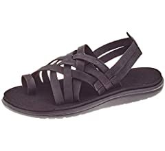 Amazon.com | Teva Womens Women's W VOYA Strappy Leather Flip-Flop, Chipmunk, 8 Medium US | Shoes