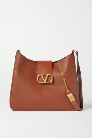 Brown Valentino Garavani VSLING textured-leather shoulder bag | Valentino | NET-A-PORTER