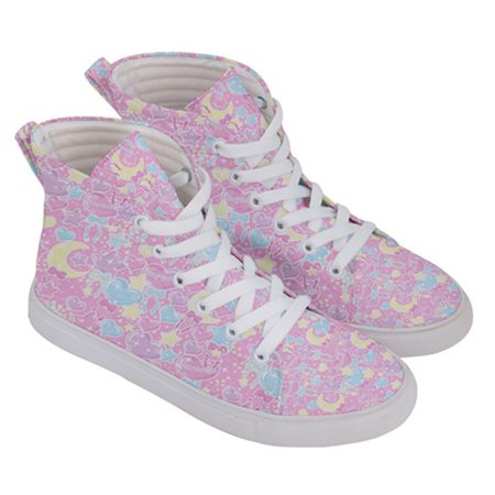 Pastel Party Pink WOMEN'S HI-TOP SNEAKERS Made To Order Fairy kei, Kawaii, Jfashion, Decora, Rainbow, Cute Shoes · Holley Tea Time · Online Store Powered by Storenvy