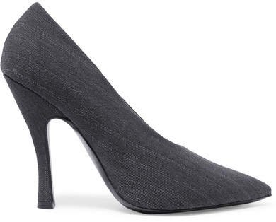Pinstriped Canvas Pumps - Anthracite