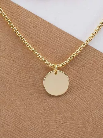 Chain Link Double Layer Circle Pendant Necklace | SHEIN USA