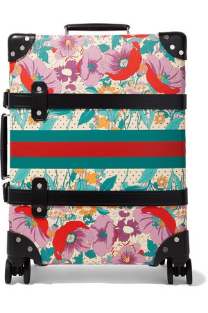 Gucci | + Globe-Trotter leather-trimmed floral-print fiberboard suitcase | NET-A-PORTER.COM
