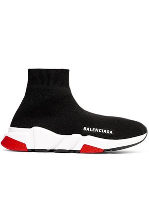 Balenciaga | Speed logo-print stretch-knit high-top sneakers | NET-A-PORTER.COM