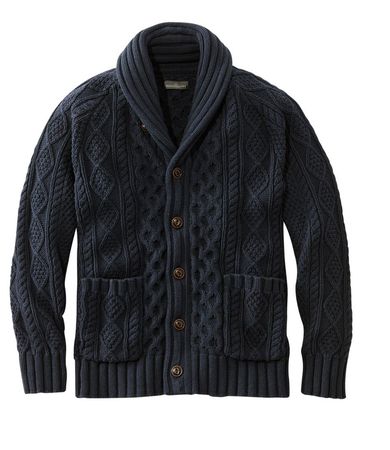 Men's Signature Cotton Fisherman Sweater, Shawl-Collar Cardigan | Sweaters at L.L.Bean