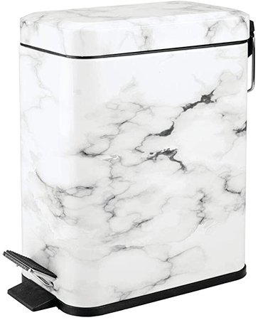 Amazon.com: mDesign 5 Liter Rectangular Small Step Trash Can Wastebasket, Garbage Container Bin for Bathroom, Powder Room, Bedroom, Kitchen, Craft Room, Office - Removable Liner Bucket, Hands-Free - Marble Print: Home & Kitchen