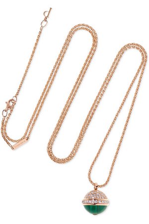 Piaget | Possession 18-karat rose gold, diamond and malachite necklace | NET-A-PORTER.COM