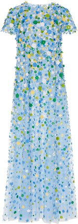 Carolina Herrera Floral Embroidered Gown Size: 0