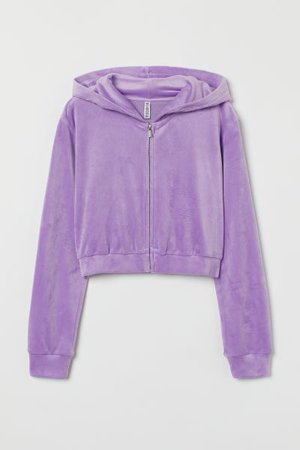 Hooded Velour Crop Jacket - Light purple - Ladies | H&M US