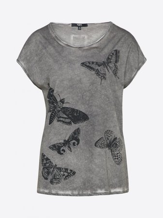 Tigha T-shirt 'Skull moths' gris - sur Stylowi.pl