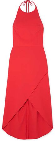Alice Olivia - Kristy Wrap-effect Crepe Halterneck Dress - Red