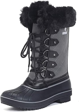 Amazon.com | EQUICK Women's Waterproof Winter Snow Boots II Mid-High Shoes U220WDTDM-Brown.grey-41 | Snow Boots
