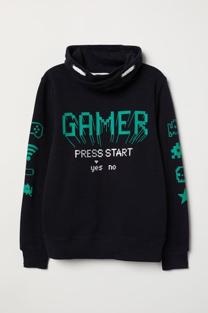 Chimney-collar Sweatshirt - Black/Gamer - Kids | H&M US