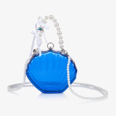 Monnalisa - Girls Blue Hard Case Shell Bag (19cm) | Childrensalon