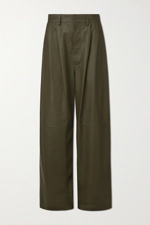 Momo Leather Wide-leg Pants - Green