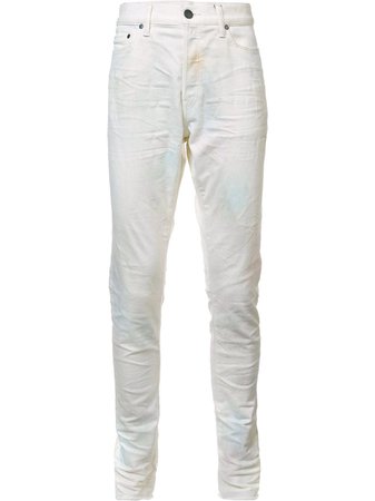 John Elliott Creased Slim-Fit Jeans G107E5305L White | Farfetch