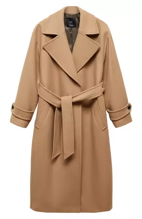 MANGO Belted Wool Blend Coat | Nordstrom