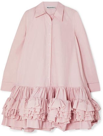 Annie Ruffled Tiered Cotton-poplin Mini Dress - Pink