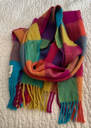 rainbow plaid scarf