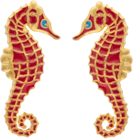 red seahorse earrings