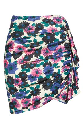 Veronica Beard Ravello Floral Jacquard Ruched Stretch Silk Skirt | Nordstrom