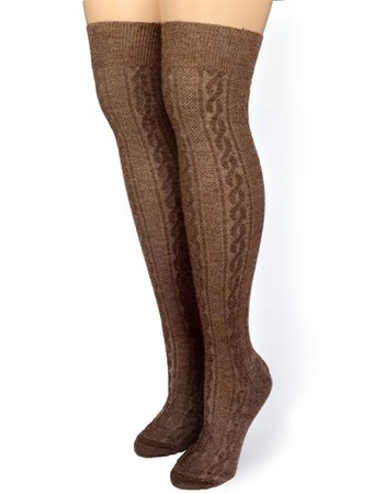 "Cable Sweater" Thigh High Fashion Socks | Warrior Alpaca Socks