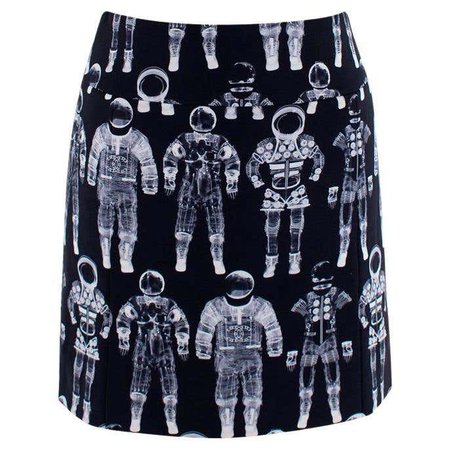 Chanel Ground Control Black and White Astronaut Printed Mini Skirt - US 4 For Sale at 1stDibs