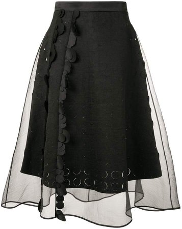 sheer panelled flared skirt