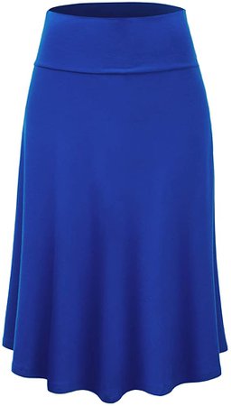 Amazon.com: LL WB1105 Womens Lightweight Fold Over Flared Midi Skirt XL Royal_Brite : Clothing, Shoes & Jewelry