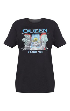 Black Queen Tour Print Oversized T Shirt | PrettyLittleThing